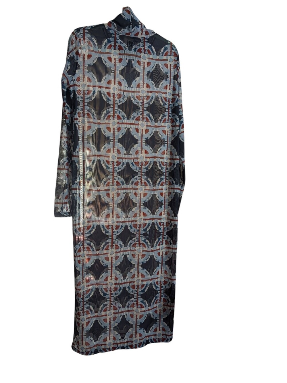 Hilary MacMillan Sheer Mesh Mock Neck Midi Dress Cover-Up | 2X | NWT - Picture 6 of 10
